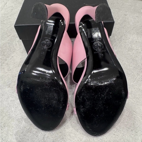 Versace Pink Leather Medusa Slide Mules - Picture 4 of 5